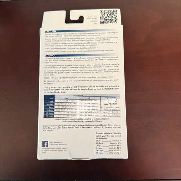 Truform Below Knee Compression Stockings 20-30 Mmhg Set of 3 Sz L Black NEW - Picture 3 of 6